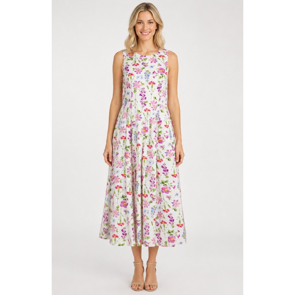 Victoria Holley Dress Floral Structured Country Club Botanical Twee Spring SZ 10